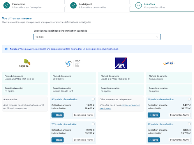 Exemple de résultat du comparateur ACD